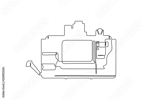 CNC milling machine continuous single line drawing vector illustration