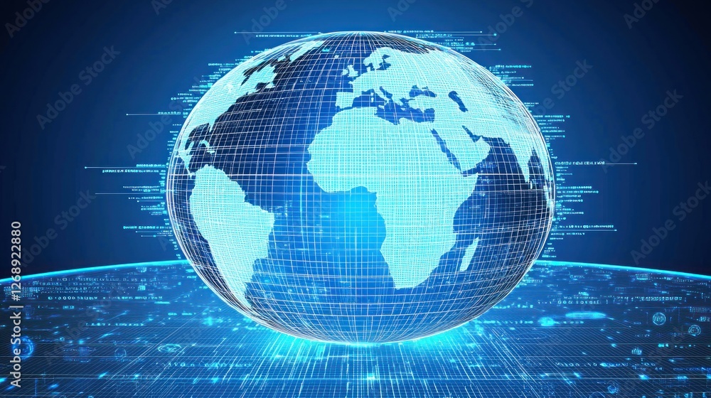 Digital Earth Globe on Circuit Board Background Digital Earth Globe on Circuit Board Background
