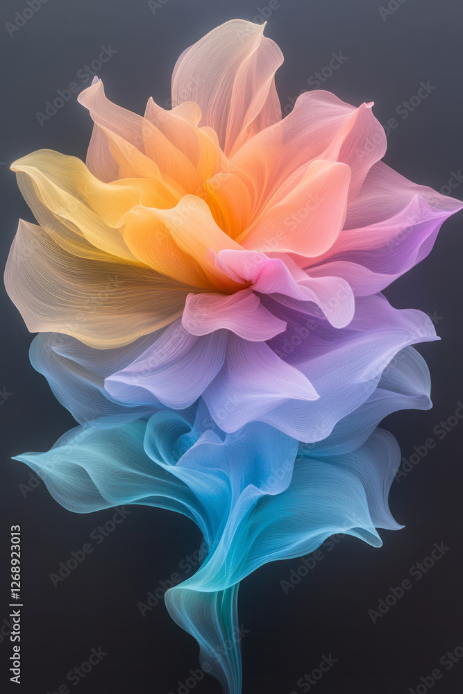 A close-up capturing the instant a flower’s petals transform into vividly colored liquid streaks, A close-up capturing the instant a flower’s petals transform into vividly colored liquid streaks,