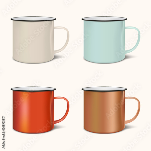 Enamel mug retor set template for decoration