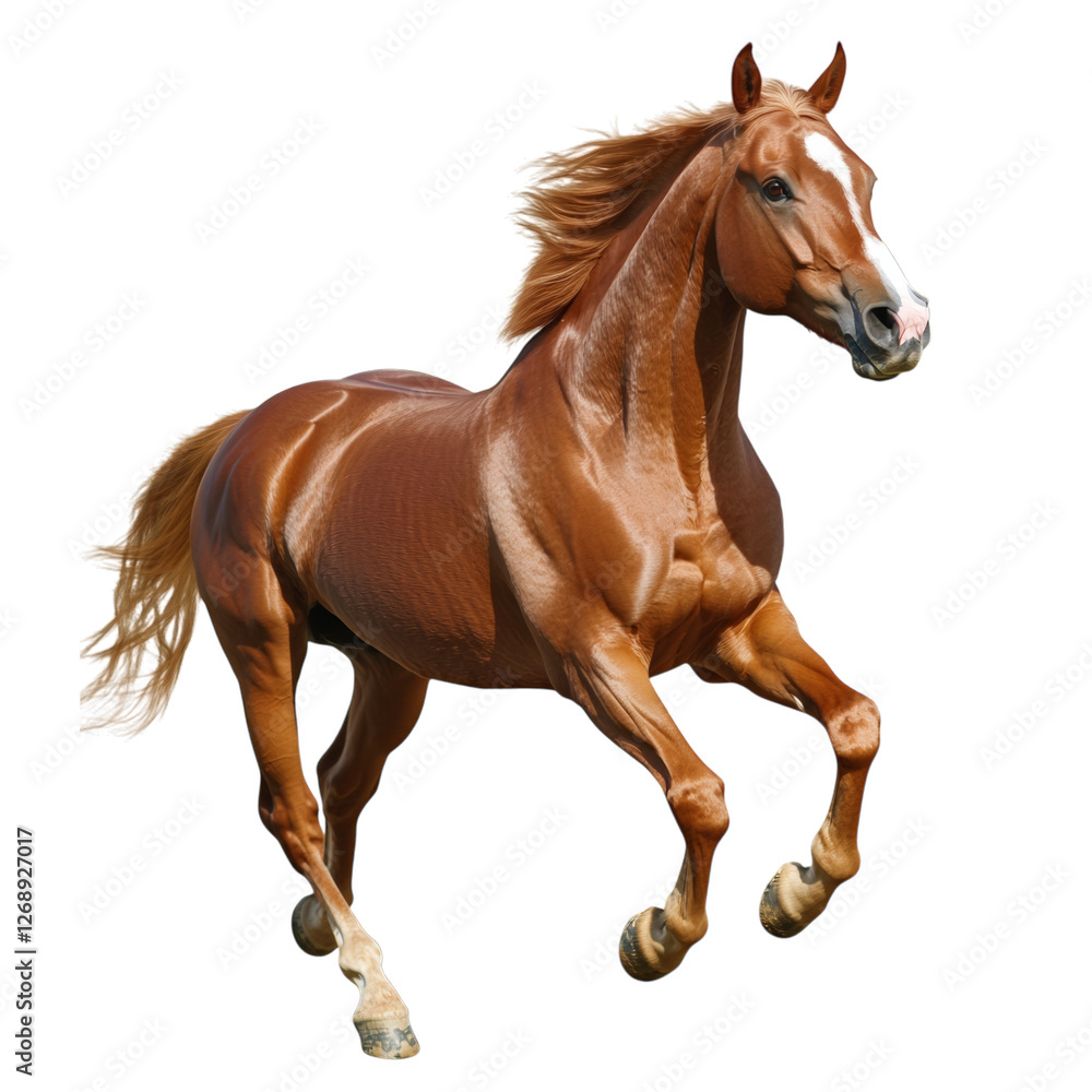 Majestic chestnut horse galloping with grace and power Majestic chestnut horse galloping with grace and power
