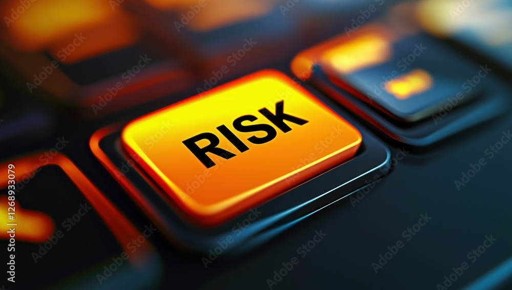 Risk Button on a Computer Keyboard in Close-Up Risk Button on a Computer Keyboard in Close-Up
