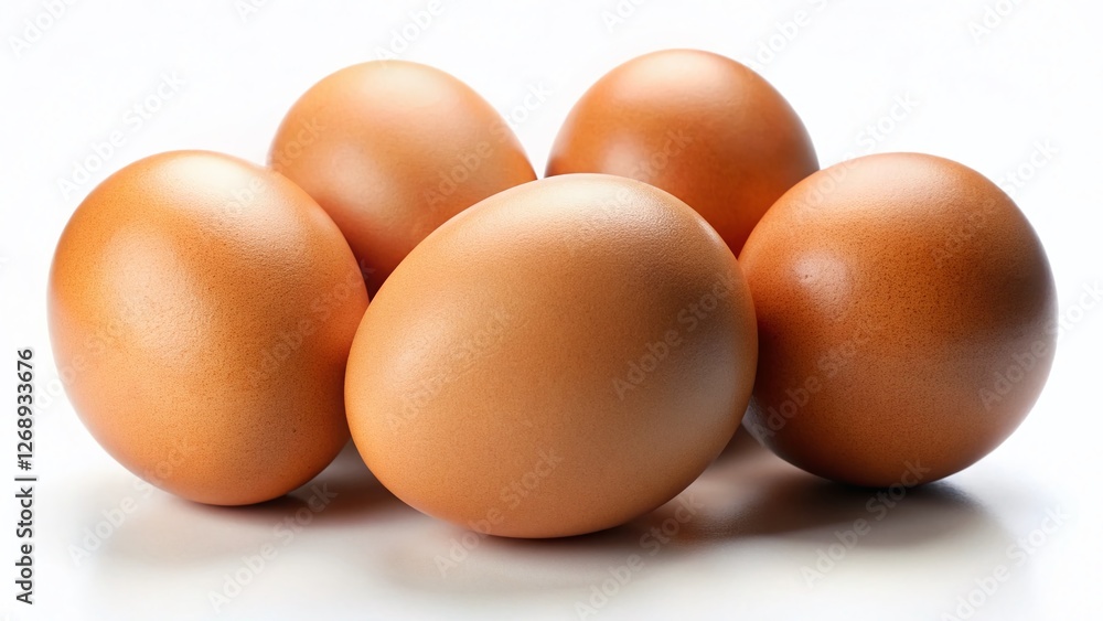 Fresh Farm Eggs Isolated on White Background - Perfect for Cooking Recipes Fresh Farm Eggs Isolated on White Background - Perfect for Cooking Recipes