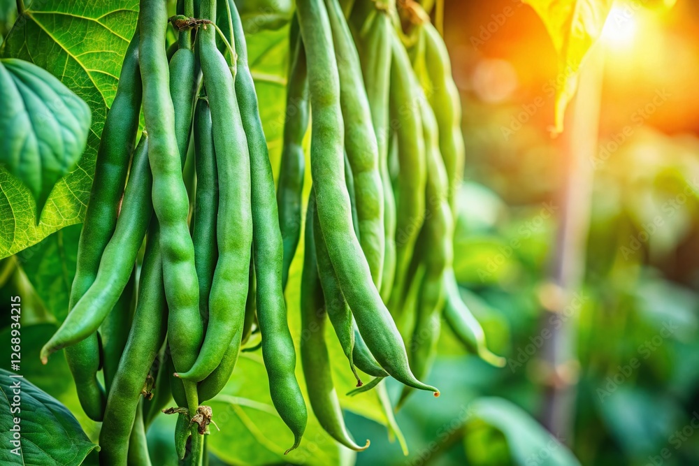 Fresh Green Beans Hanging on Branch - Organic Vegetable Harvest Fresh Green Beans Hanging on Branch - Organic Vegetable Harvest