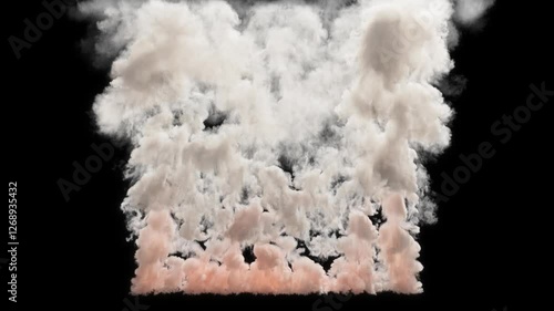 Steam burning pollution industrial special effect on black backgrounds element 3d rendering