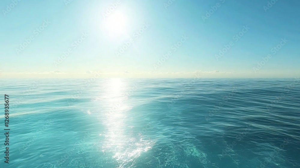 Fototapeta premium Peaceful Oceanic Feel of Tranquil Sea Surface with Subtle Waves Reflecting Blue and Green Sunlight