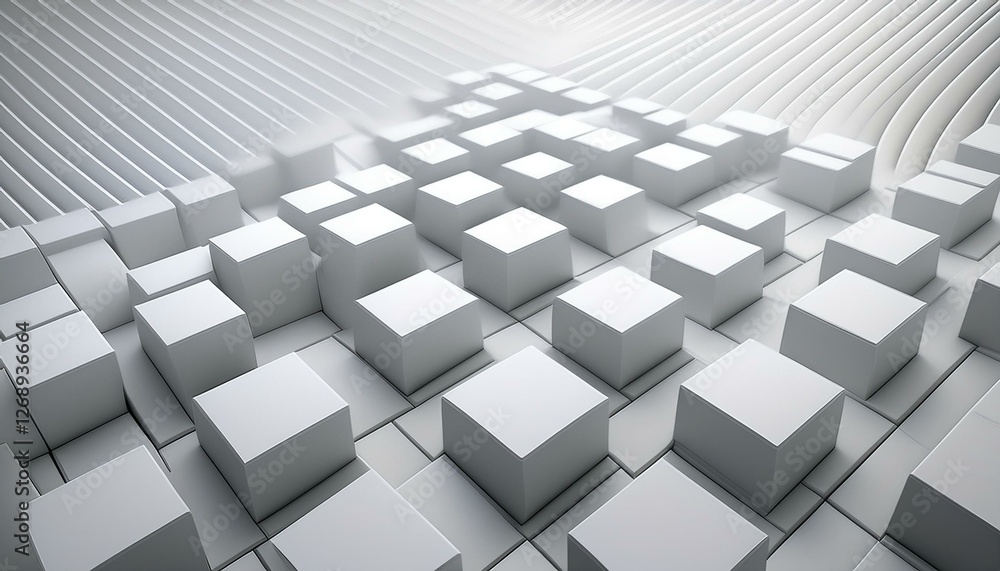 3D Abstract background with white squares. Generated image 3D Abstract background with white squares. Generated image
