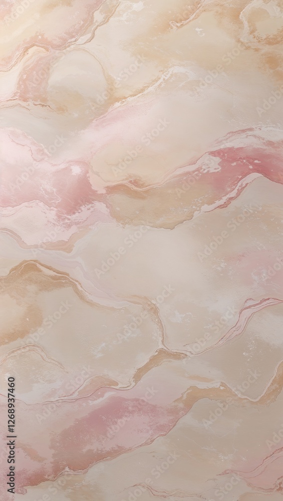 Fototapeta premium texture with a soft, marbled appearance. It features a blend of light beige, cream, and subtle pink hues, creating a smooth and calming visual effect. 