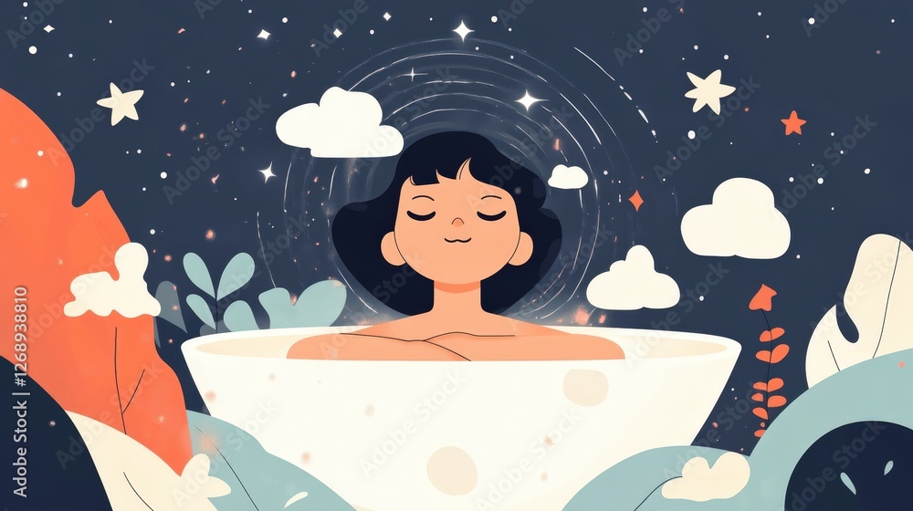 A person enjoying a sound bath with soothing, ambient music and soft vibrations, allowing the sound to wash over and induce deep relaxation A person enjoying a sound bath with soothing, ambient music and soft vibrations, allowing the sound to wash over and induce deep relaxation