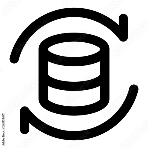 Database Sync Icon. Vector Illustration. Symbol of Real-Time Data Synchronization and Cloud Integration