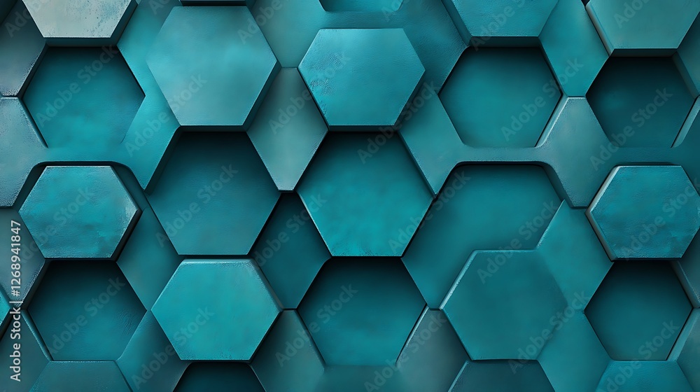 An intricate pattern of hexagonal shapes with a rich turquoise hue, creating a visually striking and modern look. Perfect for backgrounds, textures, and design elements. An intricate pattern of hexagonal shapes with a rich turquoise hue, creating a visually striking and modern look. Perfect for backgrounds, textures, and design elements.