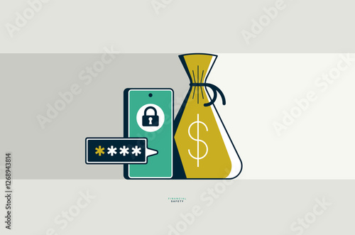 Money bags with smartphone ...