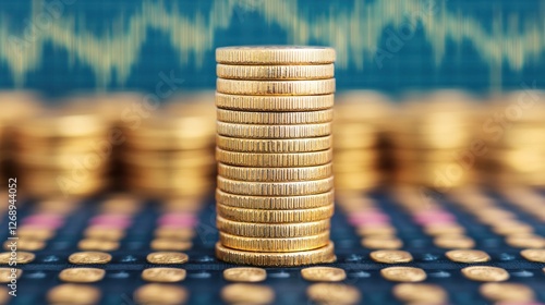Stacked Gold Coins on Graph Background Representing Wealth and Financial Growth