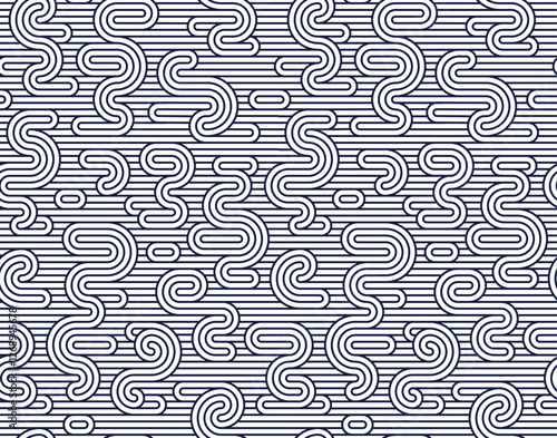 Linear seamless pattern, vector stripy geometric abstract background, tiling art runny dynamic lines, funky endless retro wallpaper.