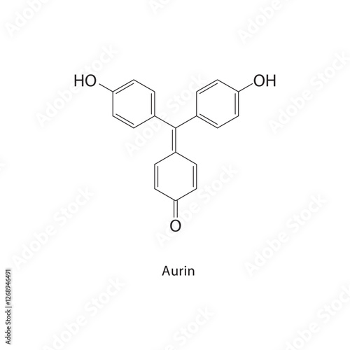 Aurin skeletal structure.Dye compound schematic illustration. Simple diagram, chemical formula.
