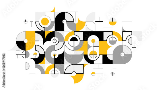 Abstract vector geometric background, tech engineering look like shapes and lines composition, mechanical engine industry style, modular mosaic isolated.