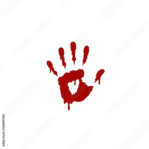 AI Generated Bloody Handprint  Red  Blood  Halloween  Spooky  Scary  Horror  Crime Scene  Grunge  Vector  Illustration  Graphic

