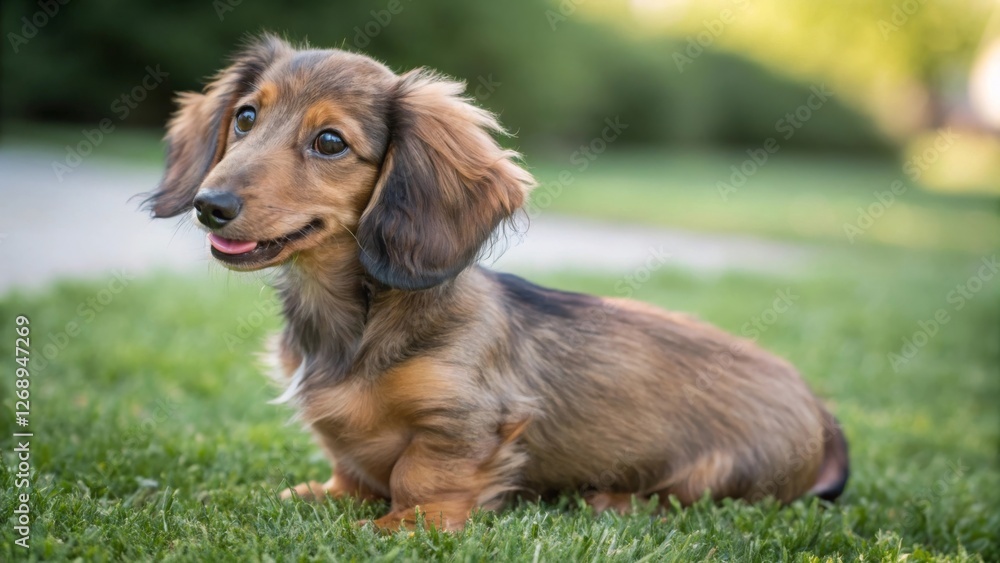 Playful dachshund adventures in the park captivating moments of joy and curiosity in a lush green setting