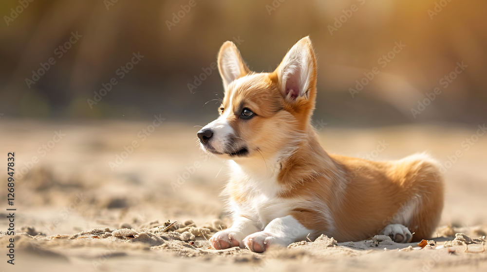 Adorable welsh corgi puppy enjoying the warm weather outdoors Adorable welsh corgi puppy enjoying the warm weather outdoors