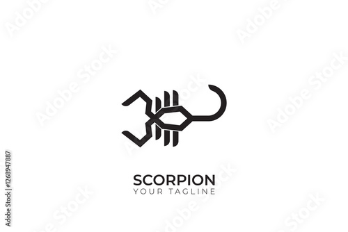 Abstract scorpion logo, black scorpion silhouette logo photo