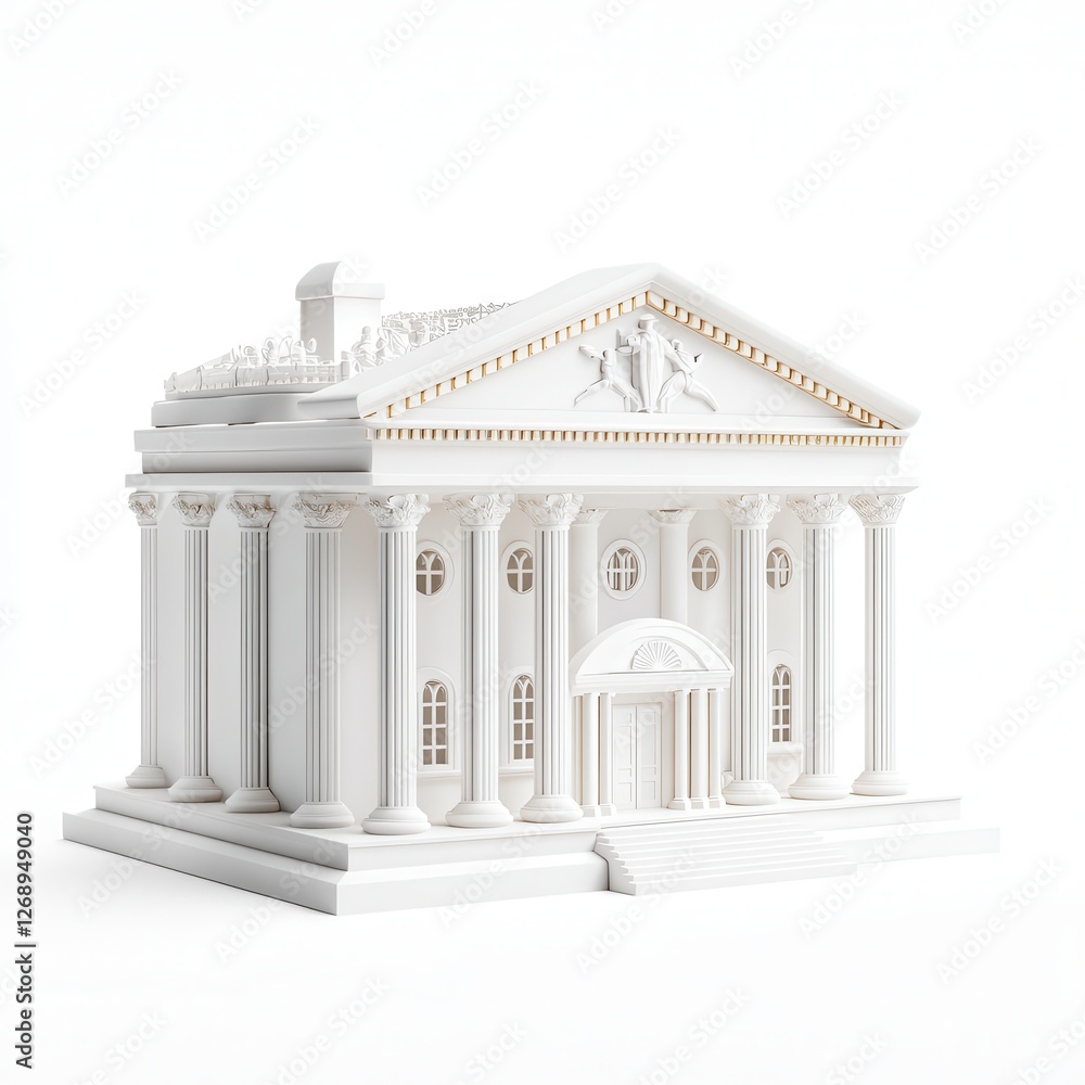 Fototapeta premium Impressive Neoclassical Greek Temple with Ionic Columns and Marble Facade