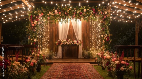 Wallpaper Mural Romantic Outdoor Wedding Ceremony with Floral Arrangements and Lights Torontodigital.ca