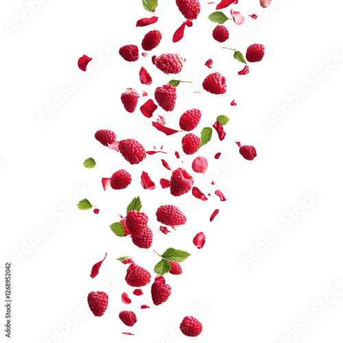 Falling Raspberries and Rose Petals A Culinary Delight