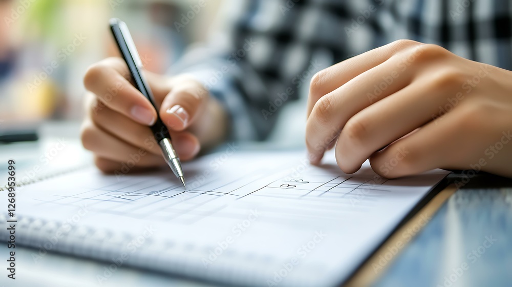A student reviewing notes with a checklist on the side, preparing for an exam A student reviewing notes with a checklist on the side, preparing for an exam