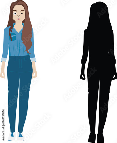 Business women causal outfit, 2d character, Vector illustration,  women character
