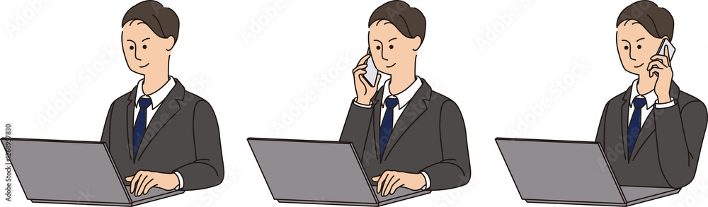 ノートパソコンで仕事をする30~40代男性ビジネスマン3 businessman ノートパソコンで仕事をする30~40代男性ビジネスマン3 businessman