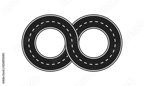 infinity road line symbol, endless round loop, logotype template, multilevel road interchange