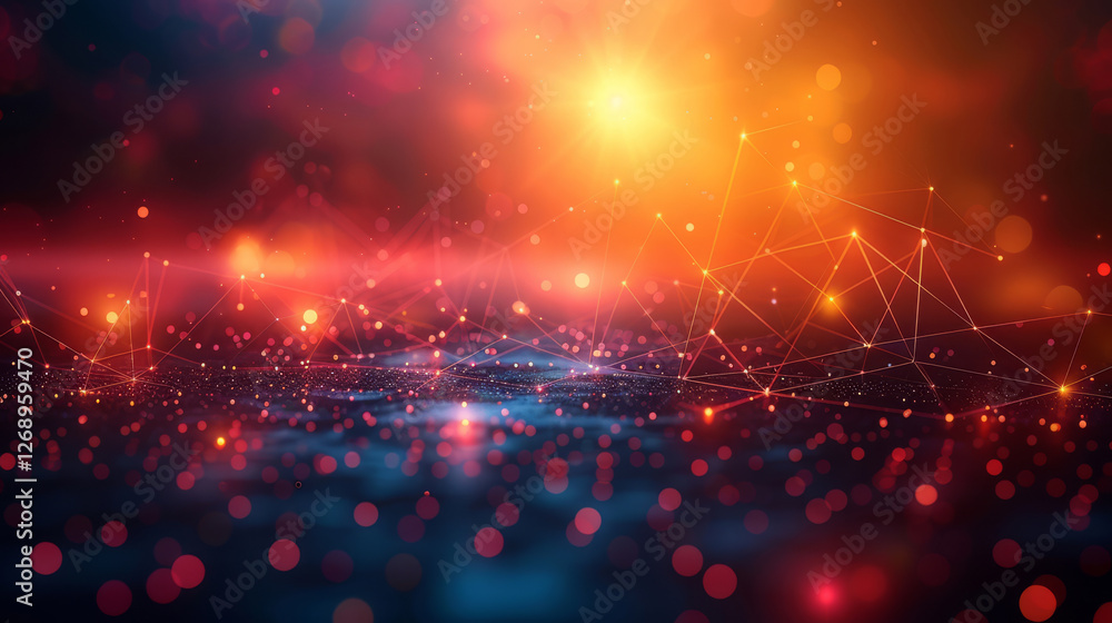 Fototapeta premium Technology Starry Lights Hanging Against a Dreamy Blurred Background