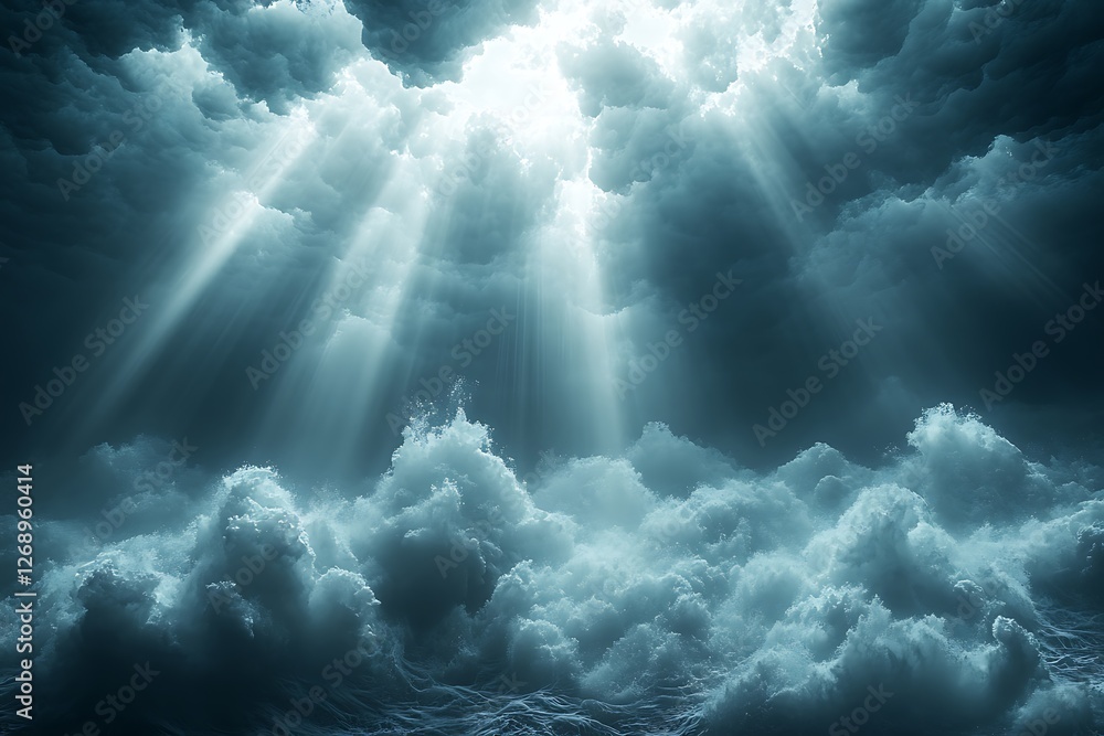 Powerful Underwater Light Piercing Through Stormy Clouds Powerful Underwater Light Piercing Through Stormy Clouds