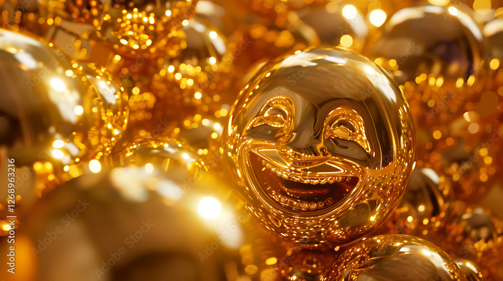 Fototapeta premium Sensational three dimensional shiny golden and joyful expression