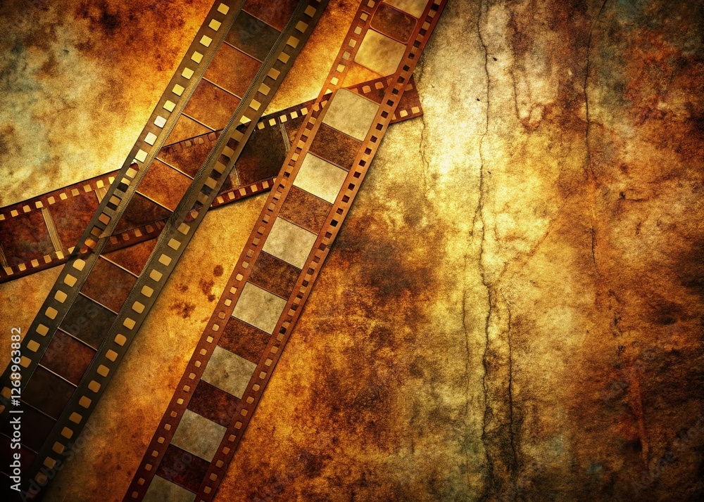 Obraz premium Grunge Brown Filmstrip Negatives Minimalist Photography Stock Photo