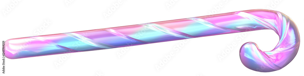 Pastel twisted candy cane with iridescent rainbow colors . Isolated on transparent background. Generative AI Pastel twisted candy cane with iridescent rainbow colors . Isolated on transparent background. Generative AI