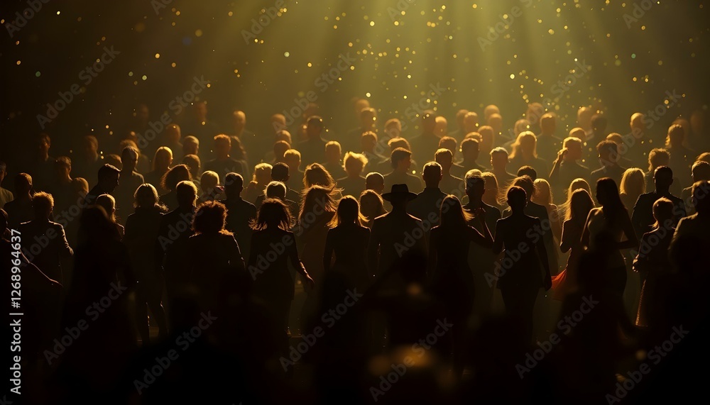 Obraz premium Dance of Unity and Diversity: A Shimmering Symphony of Silhouettes