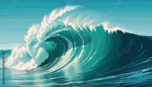 Powerful Ocean Wave Crashing in Turquoise Waters