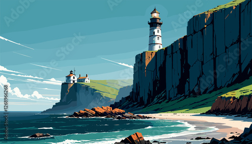 Majestic Lighthouse on a Rocky Coastal Cliff