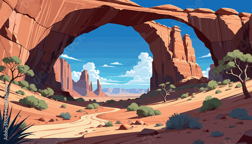 Majestic Sandstone Arch in Desert Landscape