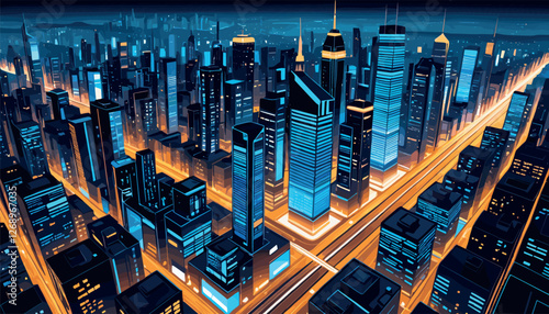 Futuristic Cyberpunk Cityscape with Neon Glow