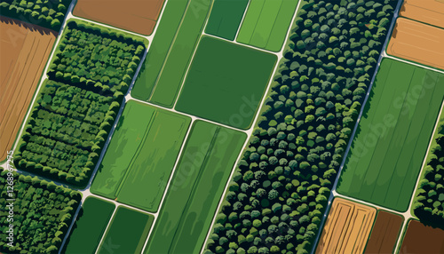 Aerial View of Vibrant Agricultural Farmland