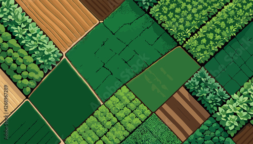 Aerial View of Vibrant Agricultural Farmland