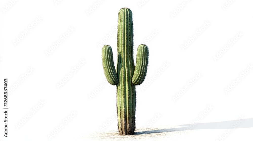 Tall Green Cactus on White Background Isolated Desert Plant Display Tall Green Cactus on White Background Isolated Desert Plant Display