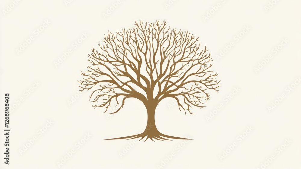 Naklejka premium Bare tree, winter, branches, roots, design, nature, illustration, background