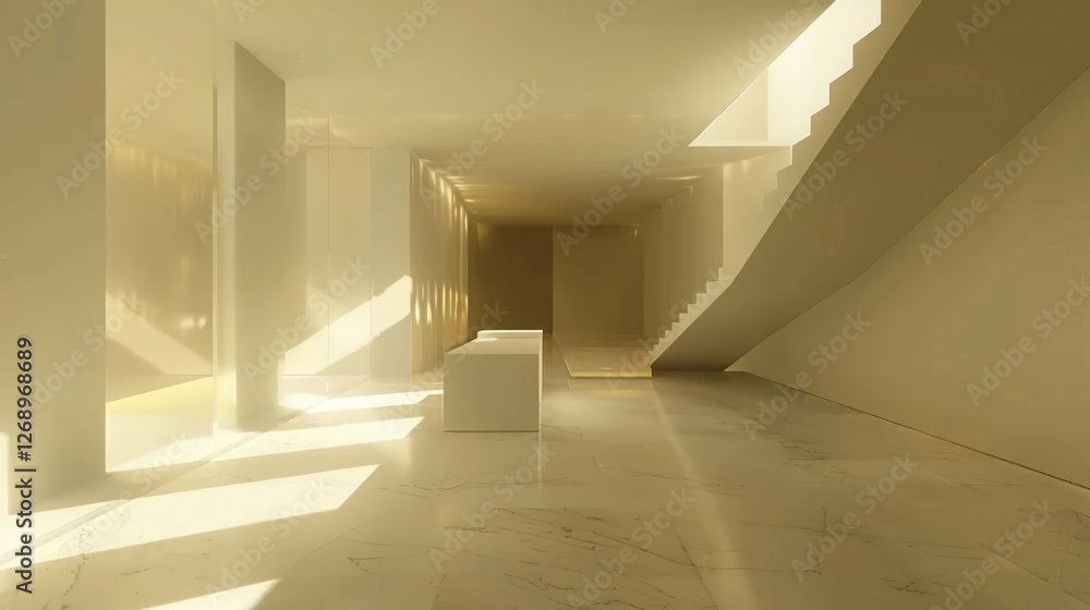 Obraz premium Sunlit Minimalist Interior: A Modern Architectural Design