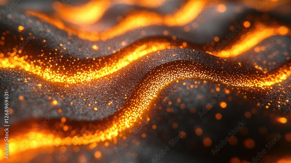 Glowing Orange Particles Wave Abstract Background Glowing Orange Particles Wave Abstract Background