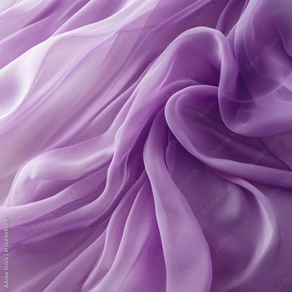 Fototapeta premium Draped purple chiffon fabric, soft folds, texture background, design element