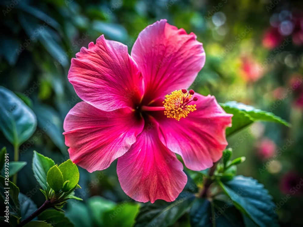 Hibiscus Flower Outline Graphic: A Documentary Photography Style Image of a Delicate Rose of Althea