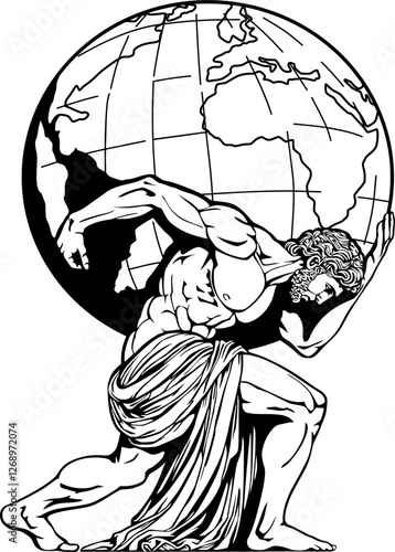 The mythological Atlas holds the globe on his shoulders